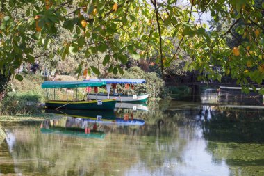 Ohrid, Makedonya (EYC) - 14 Ekim 2018: saint Naum, Ohrid Makedonya manastır tekneler