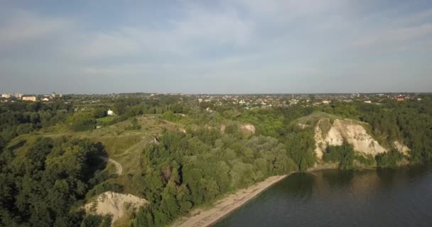 Oekraïne. Kiev. Vyshgorod. Kiev Sea. Luchtfoto. Dnjepr. Reservoir. Gaes. GES — Stockvideo