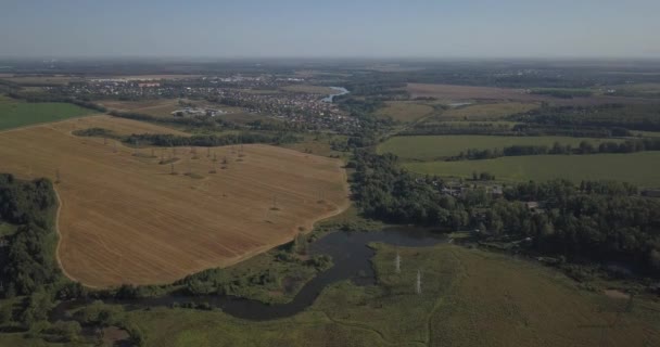 Aerial above agricultural field 4k 4096 x 2160 pixels — Stock Video