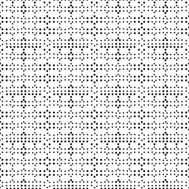Sorunsuz vektör desen, farklı boyutlarda siyah noktalardan oluşan. Çizgi çeşitli geometrik şekiller oluşturun. Uygun olarak arka plan, doku, ambalaj.