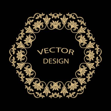 Dairesel Barok süsleme. Altın çerçeve retro tarzı bir logo, kutlama, davetiyeler, dekorasyon. Vektör.