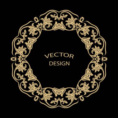 Dairesel Barok süsleme. Altın çerçeve retro tarzı bir logo, kutlama, davetiyeler, dekorasyon. Vektör.