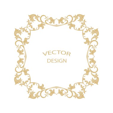 Dairesel Barok süsleme. Altın çerçeve retro tarzı bir logo, kutlama, davetiyeler, dekorasyon. Vektör.
