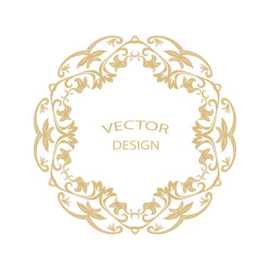 Dairesel Barok süsleme. Altın çerçeve retro tarzı bir logo, kutlama, davetiyeler, dekorasyon. Vektör.