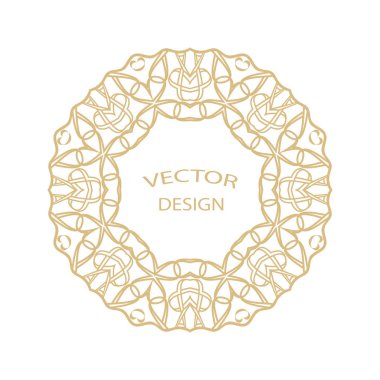 Dairesel Barok süsleme. Altın çerçeve retro tarzı bir logo, kutlama, davetiyeler, dekorasyon. Vektör.