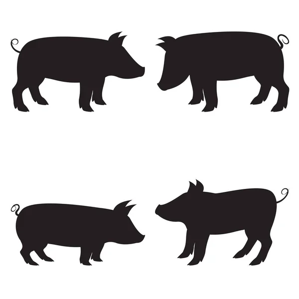 Ensemble Silhouettes Vectorielles Cochon Choisir Cochon Vecteur Isolé — Image vectorielle