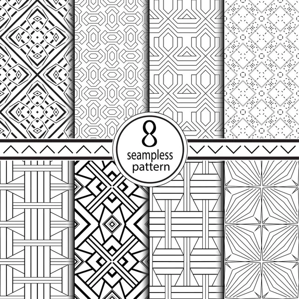 Kesintisiz geometrik desenleri kümesi. Basit geometrik şekiller üzerinden düzenli olarak yinelenen süsleme. Vektör çizim.
