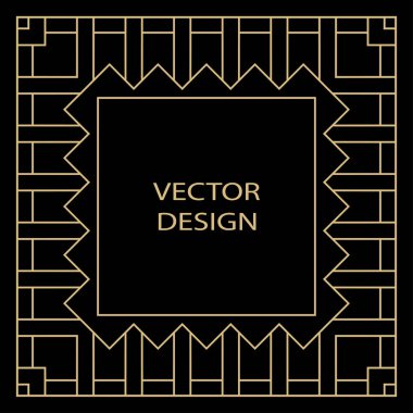 Kesintisiz geometrik çerçeve metin için yer ile art deco tarzında. Minimalist vektör süsleme. Monogram, tebrik kartı, düğün davetiyesi.