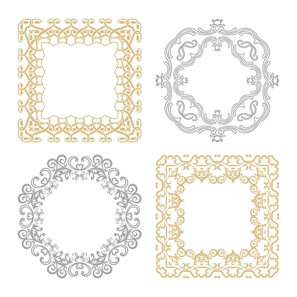 Um conjunto de ornamentos circulares sobre um fundo branco . — Vetor de Stock