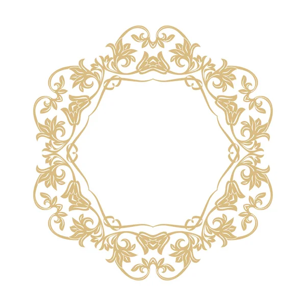 円形のバロック様式の飾り レトロなスタイルのロゴ お祝い 装飾のゴールド フレーム ベクトル — ストックベクタ