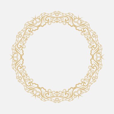 Dairesel Barok süsleme. Altın çerçeve retro tarzı bir logo, kutlama, davetiyeler, dekorasyon. Vektör.