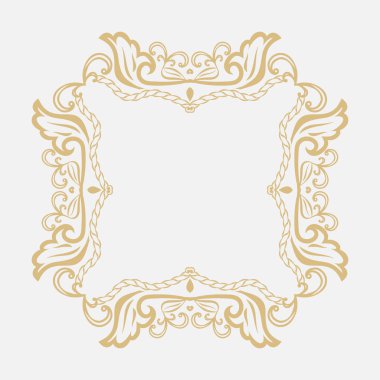 Dairesel Barok süsleme. Altın çerçeve retro tarzı bir logo, kutlama, davetiyeler, dekorasyon. Vektör.