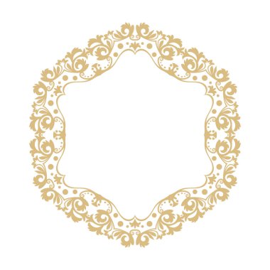 Dairesel Barok süsleme. Altın çerçeve retro tarzı bir logo, kutlama, davetiyeler, dekorasyon. 