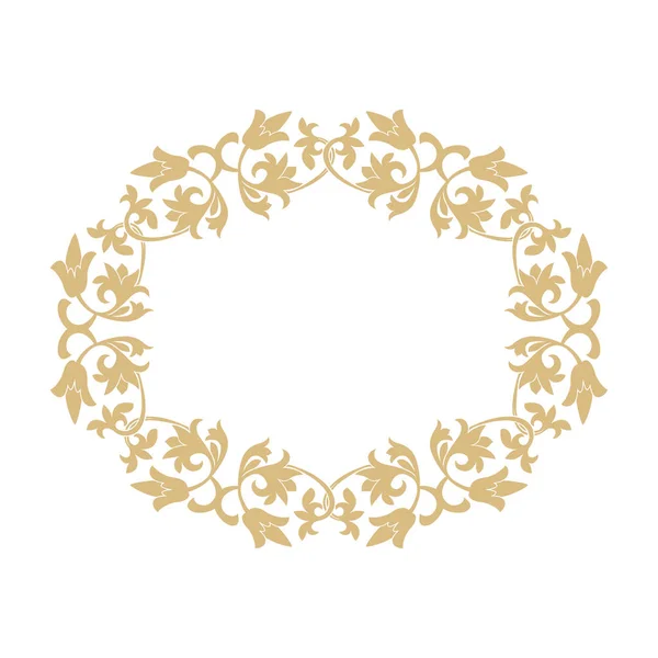 Circular Baroque Ornament Gold Frame Retro Style Logo Congratulatory Invitations — Stock Vector