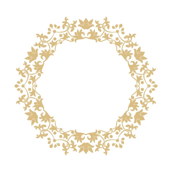 Circular Baroque Ornament Gold Frame Retro Style Logo Congratulatory Invitations — Stock Vector
