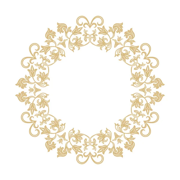 Circular Baroque Ornament Gold Frame Retro Style Logo Congratulatory Invitations — Stock Vector