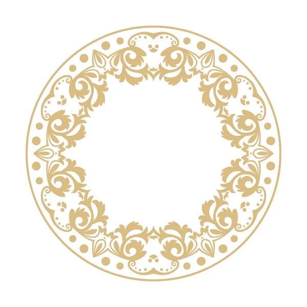 Circular Baroque Ornament Gold Frame Retro Style Logo Congratulatory Invitations — Stock Vector