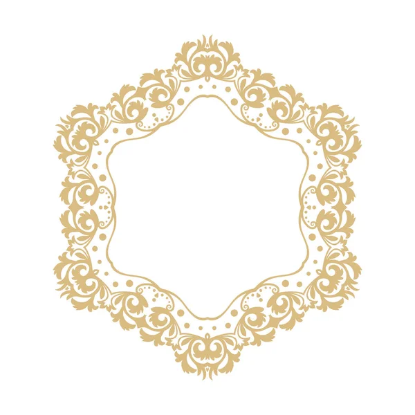 Circular Baroque Ornament Gold Frame Retro Style Logo Congratulatory Invitations — Stock Vector