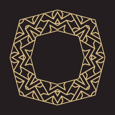 Geometrik yuvarlak süsleme. Altın çerçeve Monogram, bir logo, bir düğün daveti için. Vektör.