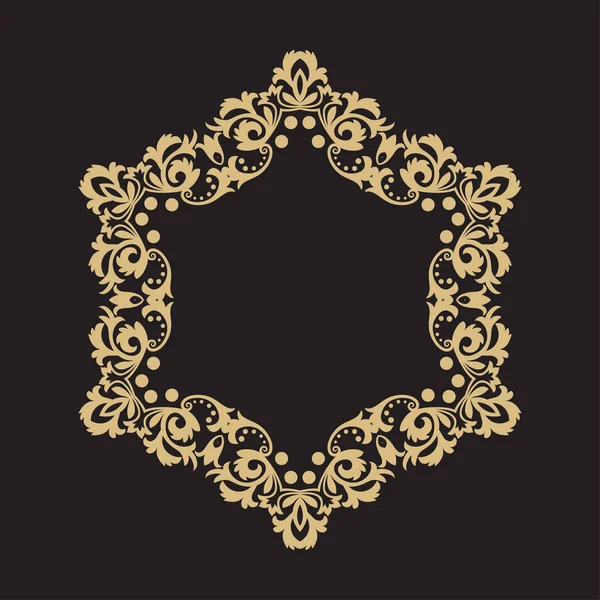 円形のバロック様式の飾り レトロなスタイルのロゴ お祝い 装飾に金フレーム — ストックベクタ