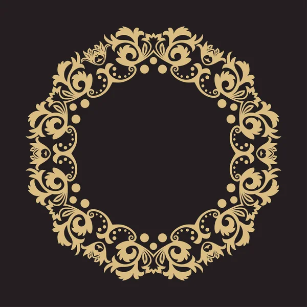 円形のバロック様式の飾り レトロなスタイルのロゴ お祝い 装飾に金フレーム — ストックベクタ