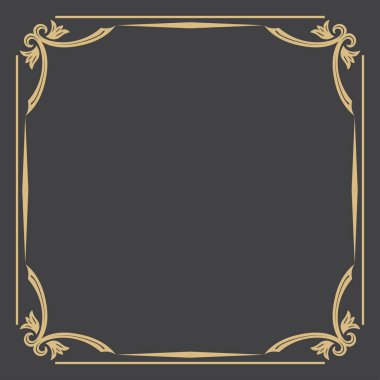 İnce altın dekoratif çerçeve. Metin için yer ile tasarım zarif bir unsurudur. Davetiyeler, menü, kafe ve butik üretim. Vektör.