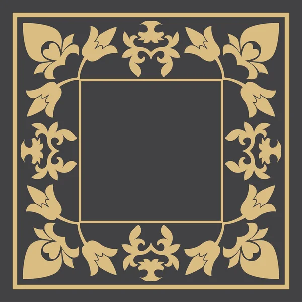 Flor Moldura Decorativa Ouro Elemento Elegante Design Com Lugar Para — Vetor de Stock