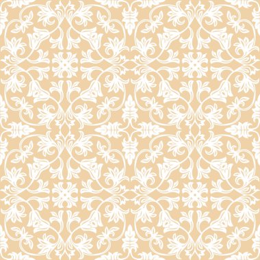 Vektör sorunsuz çiçek deseni. Düzenli bir retro tekrarlanan muhteşem süsleme. Dekoratif tasarım unsurları. Vektör grafikleri.