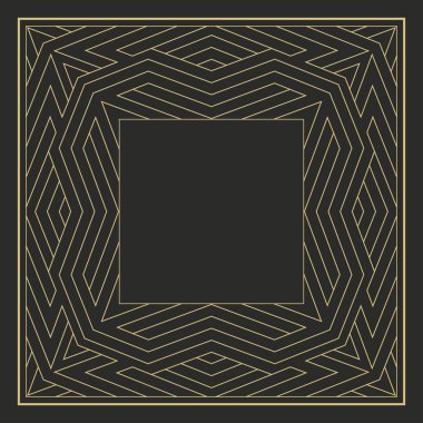 Seamless geometrical frame in style of art deco with the place for the text. Minimalist vector ornament. Monogram, greeting card, wedding invitation. Vector graphics. clipart