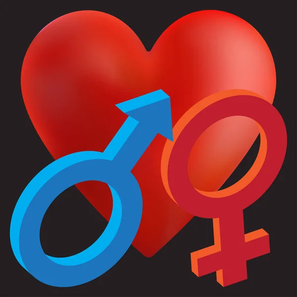 Гендерные Признаки Фоне Сердца Знаки Дню Святого Валентина Векторная Иллюстрация — стоковый вектор