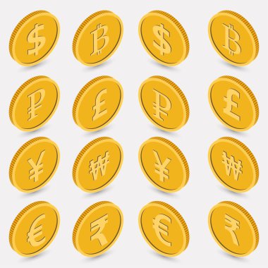 Dünya para birimlerinin vektör karakter kümesi.