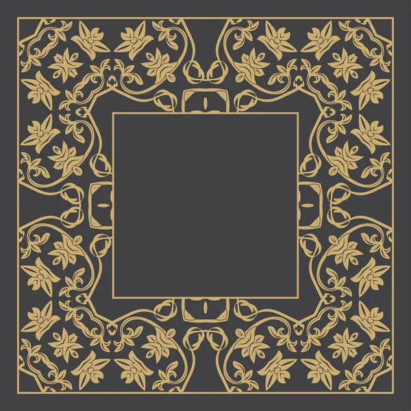 Goldene Blume dekorativer Rahmen. — Stockvektor