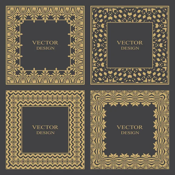 Set von goldenen Vintage-Rahmen. — Stockvektor