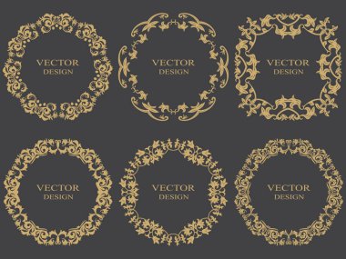 Altın vintage çerçeve kümesi.