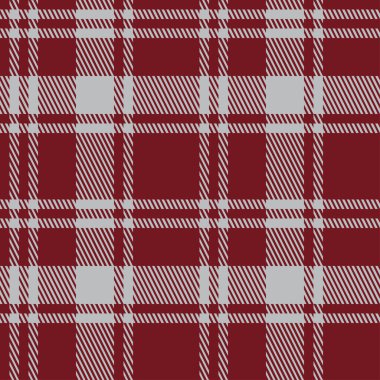 Klasik kırmızı gri kareli desenli tartan. Kusursuz soyut doku. Geometrik renkli duvar kağıdı. İskoç kafesi. Kumaşlar, gömlekler ve tekstil üzerine vektör grafikleri.