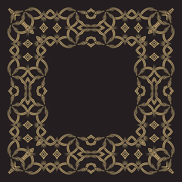 Circular Ornament Interlocking Lace Lines Gold Decorative Frame Place Text — Stock Vector