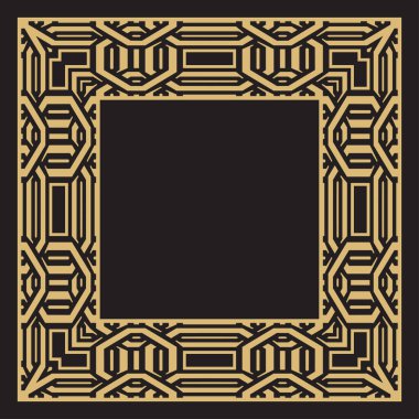 Dekoratif dairesel süs. Geometrik dikdörtgen şekilli çerçeveler. Lüks malların, logoların, monogramların tasarım elementlerinin sanat süsü. Vektör illüstrasyonu.