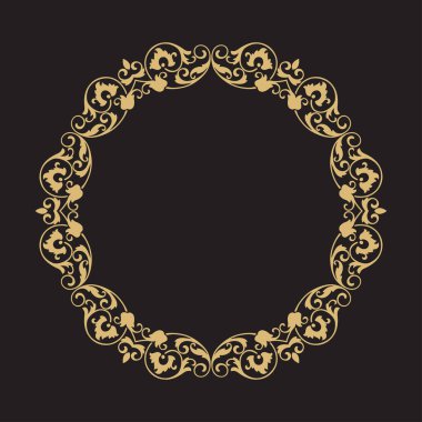 Barok dairesel süs. Yazı için yeri olan kaliteli bir çerçeve. Grafik logo tasarımı, tebrikler, davetiyeler, dekorasyonlar. Vektör illüstrasyonu.