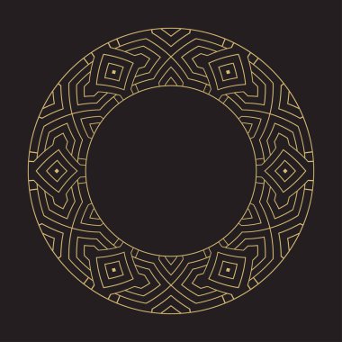 Dekoratif dairesel süs. Geometrik şekilli çerçeveler. Lüks malların, logoların, monogramların tasarım elementlerinin sanat süsü. Vektör illüstrasyonu.
