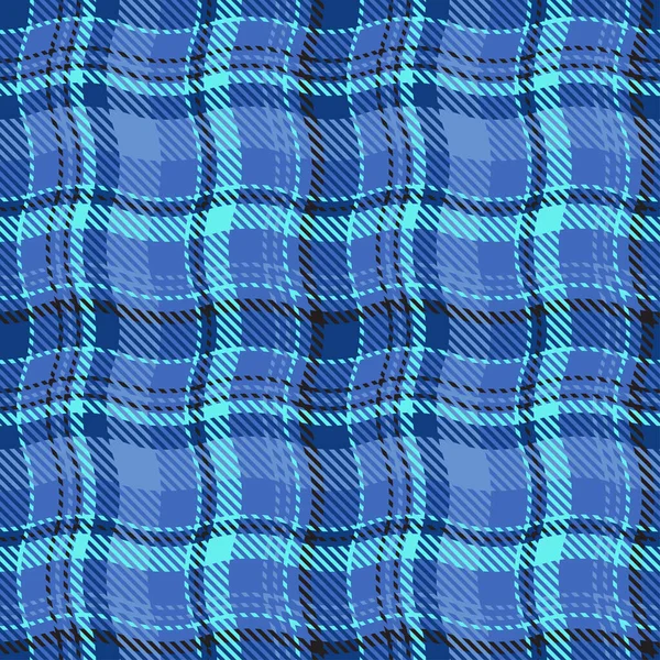 チェック柄タータン シームレスな抽象的なテクスチャ 波線で色の壁紙 ボリュームの錯覚 スコットランドの檻 シャツ カーテン 織物にベクトルグラフィック印刷 — ストックベクタ