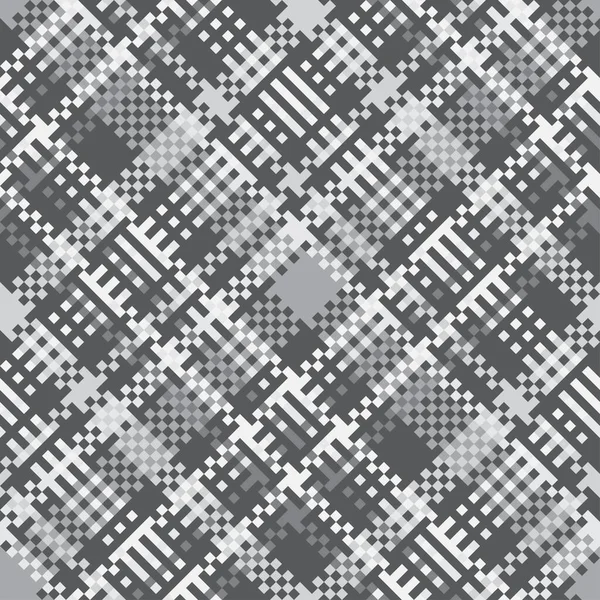 黑色白色抽象像素背景 具有矩形的现代纹理 检查经典的花纹防水布 衬衫和纺织品上的矢量图形印刷 — 图库矢量图片