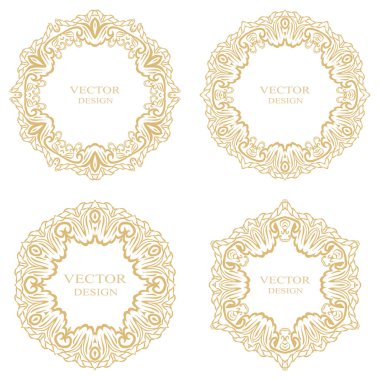 Beyaz arkaplana barok dairesel süs koyun. Yazı için yeri olan kaliteli bir çerçeve. Grafik logo tasarımı, tebrikler, davetiyeler, dekorasyonlar. Vektör illüstrasyonu.