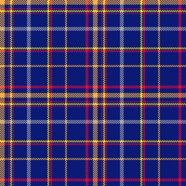 Damalı klasik desenli tartan. Piksel soyut, dikişsiz doku. Geleneksel renkli çizgili duvar kağıdı. İskoç kafesi. Kumaşlar, gömlekler ve tekstil üzerine vektör grafikleri.