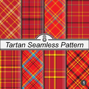 Damalı klasik desenli tartan. Piksel soyut dikişsiz dokuyu ayarla. Geleneksel renkli çizgili duvar kağıdı. İskoç kafesi. Kumaşlar, gömlekler ve tekstil üzerine vektör grafikleri.