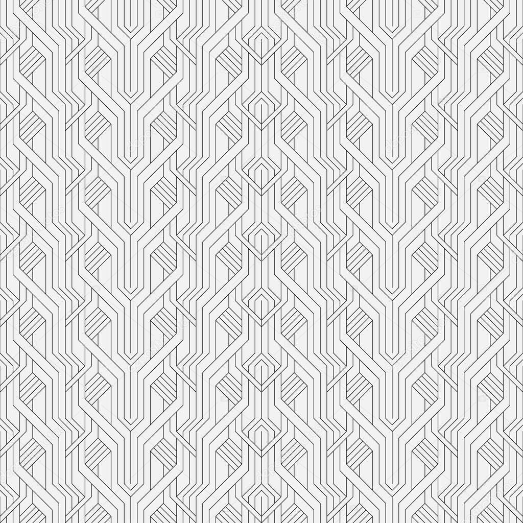 Seamless pattern. Modern geometric ornament. Regularly repeating thin line tiles. Vector element of graphic design.