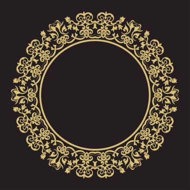 Barok dairesel süs. Yazı için yeri olan kaliteli bir çerçeve. Grafik logo tasarımı, tebrikler, davetiyeler, dekorasyonlar. Vektör illüstrasyonu.