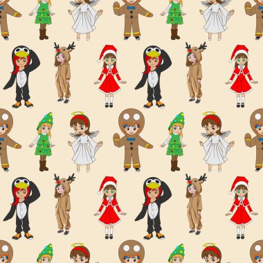 Düzenlenebilir arkaplanı olan kusursuz noel deseni tasarımı