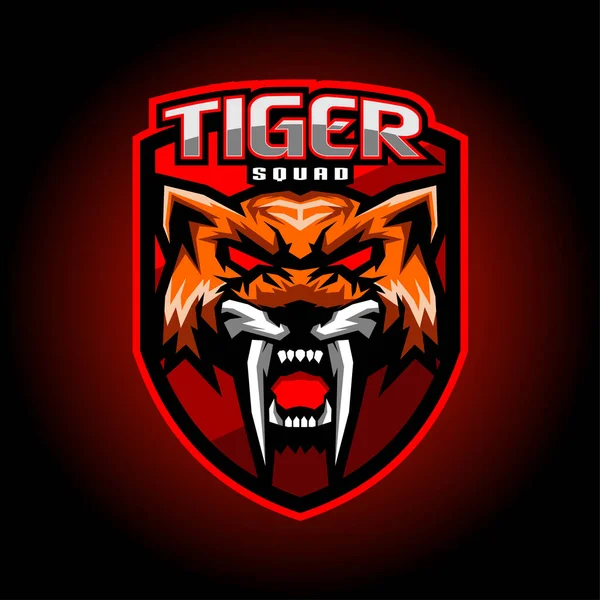 Tiger Esport Mascot Logo Design — 스톡 벡터