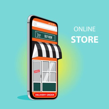 Web sitelerinde 3d Çevrimiçi Alışveriş veya Mobil Pazarlama Konsepti