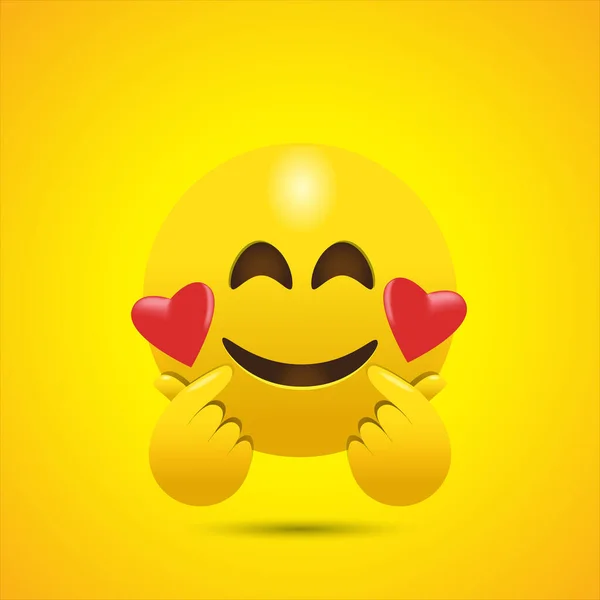 Smiling Face Emoji Giving Korean Finger Heart — Stock Vector